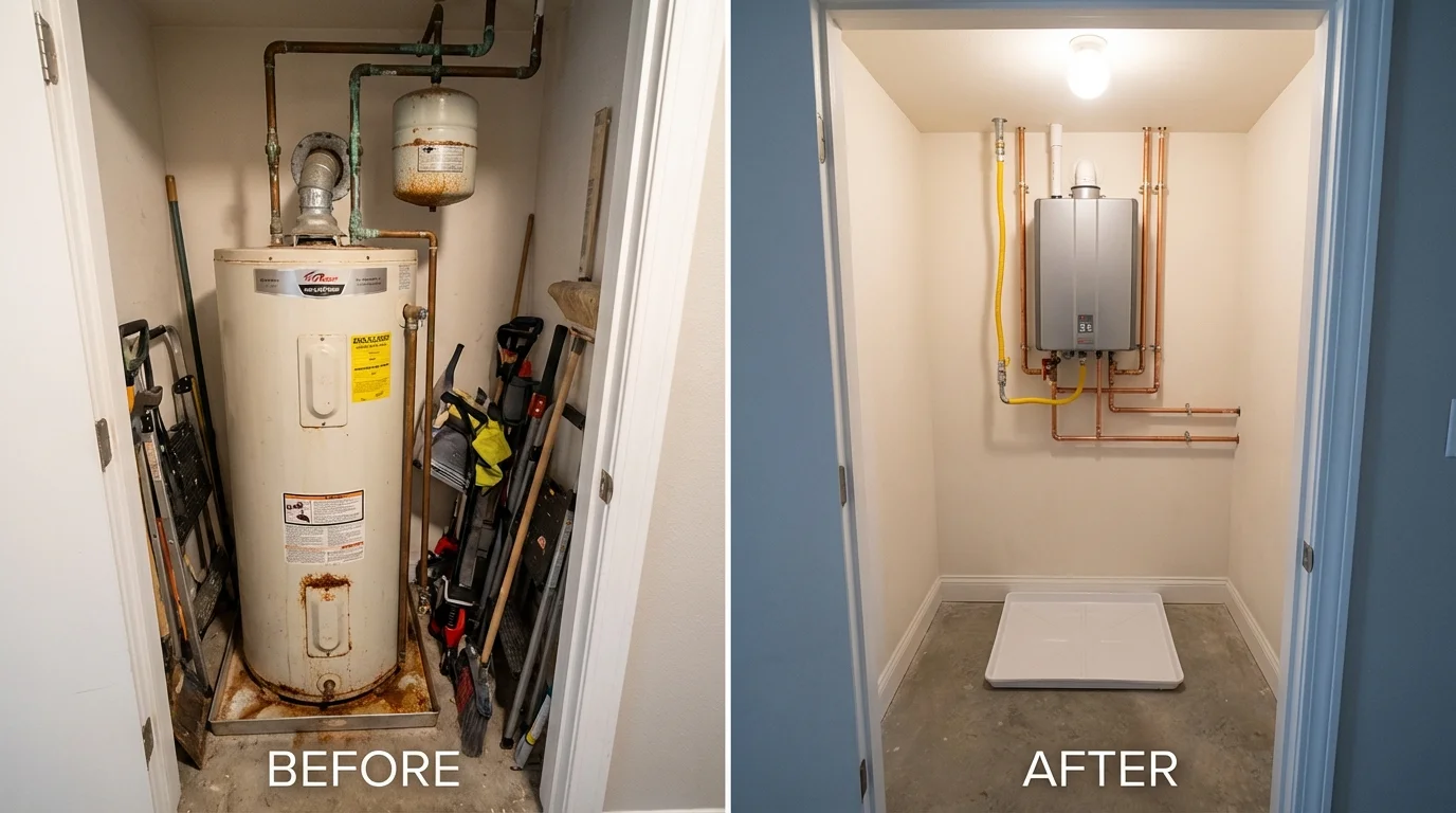 Tank water heater versus wall-mounted tankless unit comparison for Jackson, MS homeowners